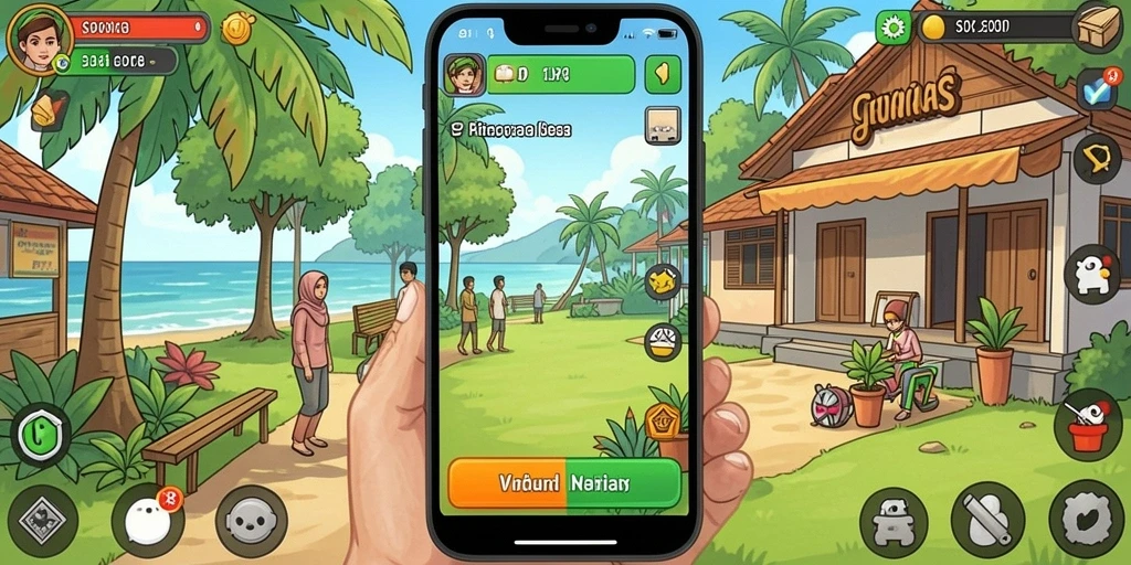 Tampilan awal yang menarik dengan karakter utama.